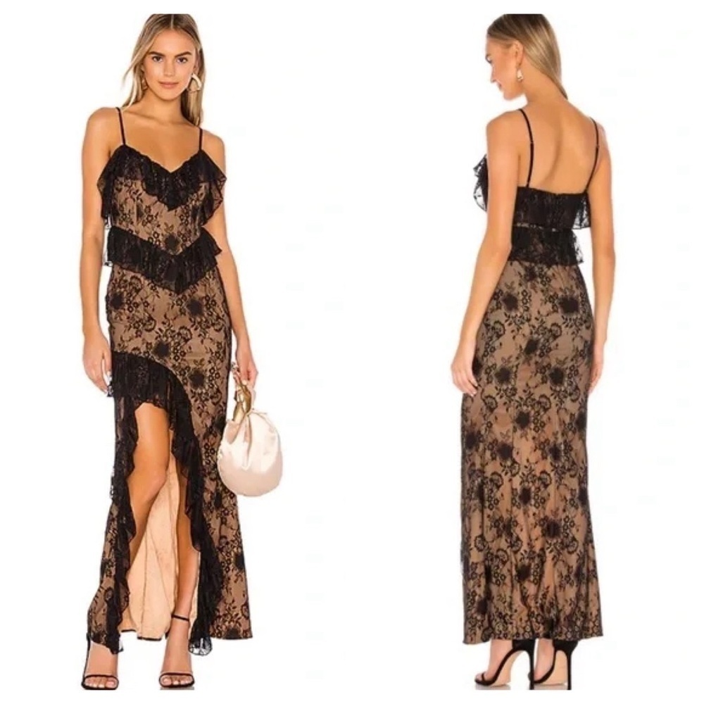 Revolve x MAJORELLE Aviation Black Lace Gown Large